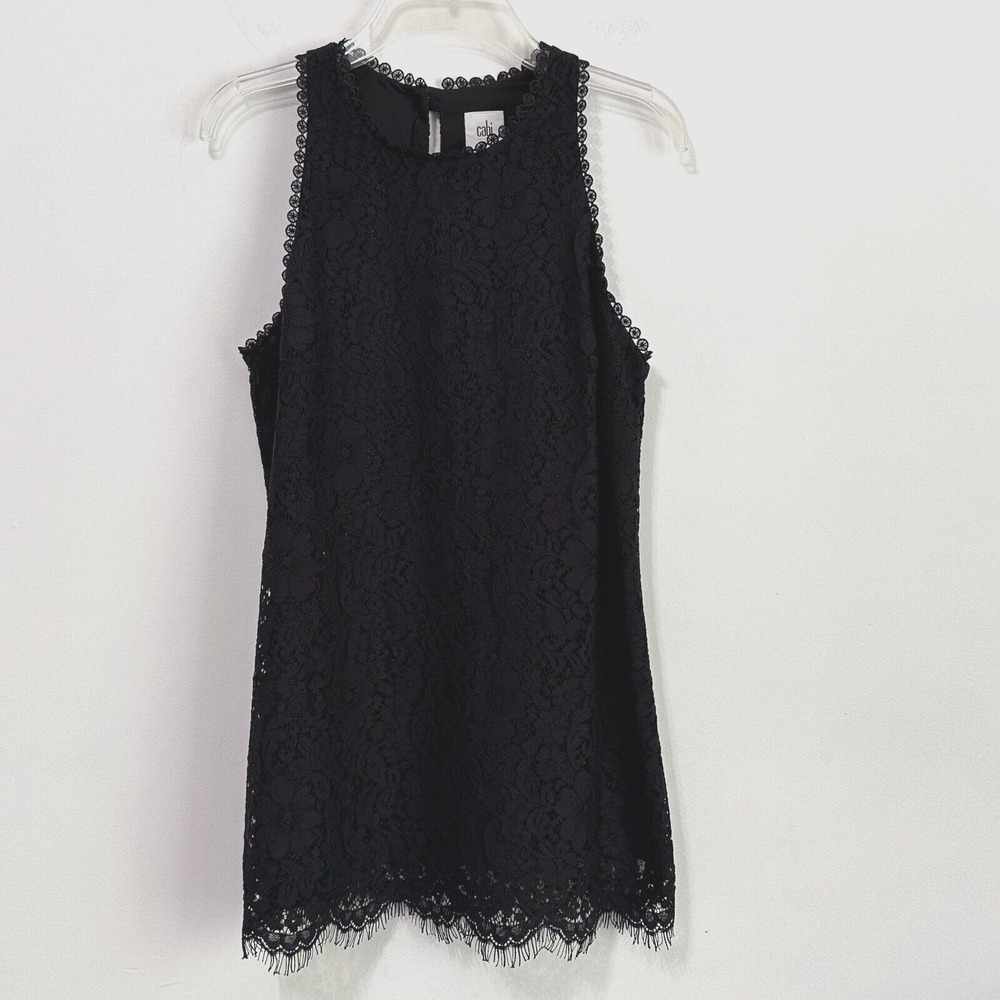 Cabi Display Lace Tank S Black Sleeveless Trendy‎ #3605 Summer Party Lined Top